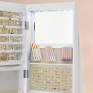 Stojeće ogledalo s prostorom za nakit CHANTAL, 54,5×54,5×162 cm, bijela