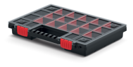 Plastični organizator NORS, 10 komada, 22 pretinaca, 34x25x5 cm, crna/prozirna