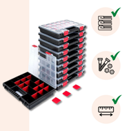 Plastični organizator NORS, 10 komada, 22 pretinaca, 34x25x5 cm, crna/prozirna
