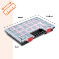 Plastični organizator NORS, 10 komada, 22 pretinaca, 34x25x5 cm, crna/prozirna