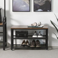 Klupa za hodnik s prostorom za cipele INDY, 73x30x45cm, smeđa/crna