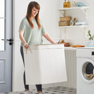 Bambuska košara za rublje DORA, 150 l, bijela