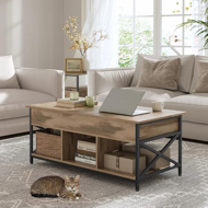 Podesivi konferencijski stol GASPAR, 50x100x(48–63) cm, camel smeđi/crni