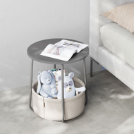 Okrugli stolić s košarom za pohranu COLETTE, 45x50 cm, siva/bijela