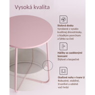 Okrugli stolić s košarom za pohranu COLETTE, ružičasta/bež