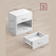 Noćni ormarić COSTA, 28x39x41cm, bijeli