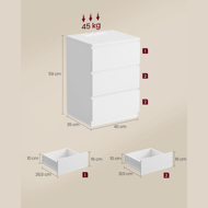 Noćni ormarić s funkcijom punjenja ZION, 35x40x59 cm, bijeli