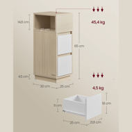 Noćni ormarić ROBIN, 30x25x65cm, bijela/bež