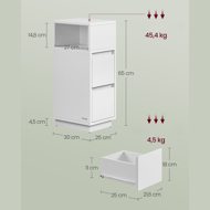 Noćni ormarić ROBIN, 30x25x65cm, bijela