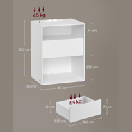 Noćni ormarić LUCIANO s funkcijom punjenja, 35x45x58,3 cm, bijela