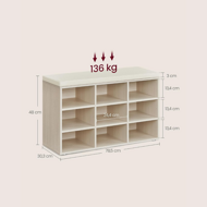 Ormarić za cipele s tapeciranom klupom GABI, 9 pretinaca, 30,3 x 78,5 x 48 cm, prirodno bež