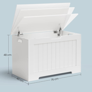 Sklopiva klupa za pohranu GRETA, 76x48x40 cm, bijela