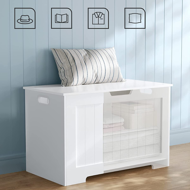 Sklopiva klupa za pohranu GRETA, 76x48x40 cm, bijela