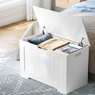 Sklopiva klupa za pohranu GRETA, 76x48x40 cm, bijela