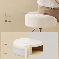 Visinski podesiva stolica AURA za toaletni stol, Ø35cm, krem