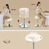 Visinski podesiva stolica AURA za toaletni stol, Ø35cm, krem