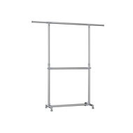 Stalak za odjeću na dvije razine JASON, 93x49x113–198 cm, srebrni