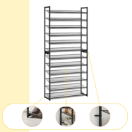Modularni regal za cipele IDA, 12 polica, 92,5x31x223 cm, crni