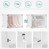 Organizator za obuću KIMBERLY, 10 kutija, bijela/prozirna