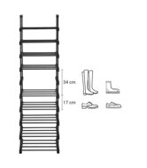 Modularni regal za cipele TUBE, 10 polica, crni