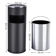 Stojeća pepeljara s košem za otpad SMOKE, 60,5x24,5 cm, crna