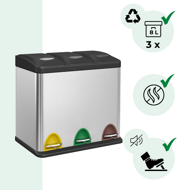 Kanta za odvajanje otpada SORT, 24 l (3x8 l), čelik