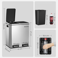 Kanta za odvajanje otpada SORT 30l (2×15l), srebrna/crna