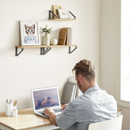 Zidne konzolne police ABBY, 3 kom, 30/35/40x12 cm, crna/svijetlosmeđa