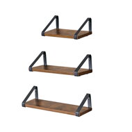 Zidne konzolne police ABBY, 3 kom, 30/35/40x12 cm, crna/smeđa