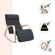 Stolica za ljuljanje, ležaljka SWING, nosivost 150 kg, 67x115x91 cm, antracit