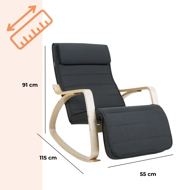 Stolica za ljuljanje, ležaljka SWING, nosivost 150 kg, 67x115x91 cm, antracit