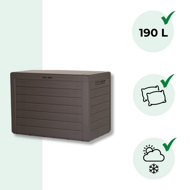 Kutija za pohranu WOODEBOX, 190 l, tamnosmeđa