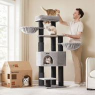 Mačji drvo ONYX, 50x50x160cm, siva/crna