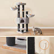 Mačji drvo ONYX, 50x50x160cm, siva/crna