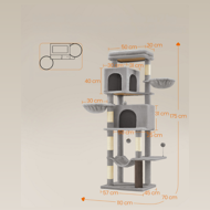 Mačji stablo TRISTAN, 57x45x175 cm, siva