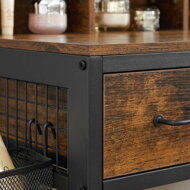 Toaletni stolić s tabureom od eko kože PIERRE, 90x40x141 cm, smeđi/crni