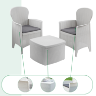 Vrtna garnitura TREE, 3-dijelna, bijela