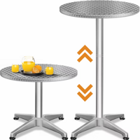 Podesivi aluminijski barski stol NERO Ø60 cm, srebrni