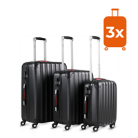 Set putnih kofera BASELINE, 3-dijelni, crni
