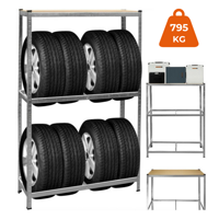 Regal za gume TYRE, 120x40x180 cm, max. 795 kg, čelični/svijetlosmeđi
