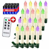 Svijeće za božićno drvce CANDLE, 20 kom, 10,5 cm, višebojne