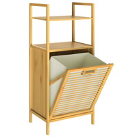 Bambuski regal s košarom za rublje DORIS, 40x30x95 cm, smeđa/krem