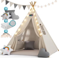 Dječji šator teepee JULIUS, 120x120x160 cm, bijela/siva