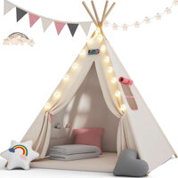 Dječji teepee šator JULIA, 120x120x160 cm, bež/ružičasta