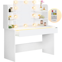 Toaletni stolić LUCIA s rasvjetom, 108x40x140 cm, bijeli