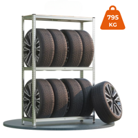 Regal za gume TYRE, 120x40x180 cm, max. 795 kg, čelični/svijetlosmeđi