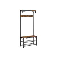 Vješalica (stalak) za hodnik HENRY s prostorom za cipele, 80x30x178,5 cm, smeđa/crna