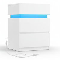 Noćni ormarić s osvjetljenjem DAVY, 40x35x55 cm, bijeli