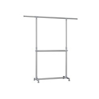 Stalak za odjeću na dvije razine JASON, 93x49x113–198 cm, srebrni