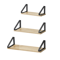 Zidne konzolne police ABBY, 3 kom, 30/35/40x12 cm, crna/svijetlosmeđa